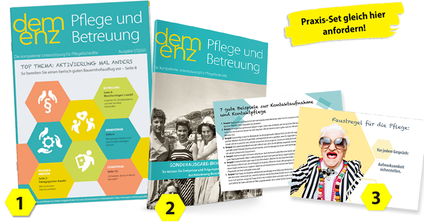 Das große 3-teilige Demenz-Praxis-Set - gleich hier anfordern!